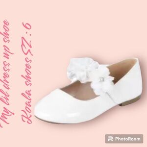 NWT Koalababy ballerina flats shoes Size:6 white shoes w shimmer bows on top NEW